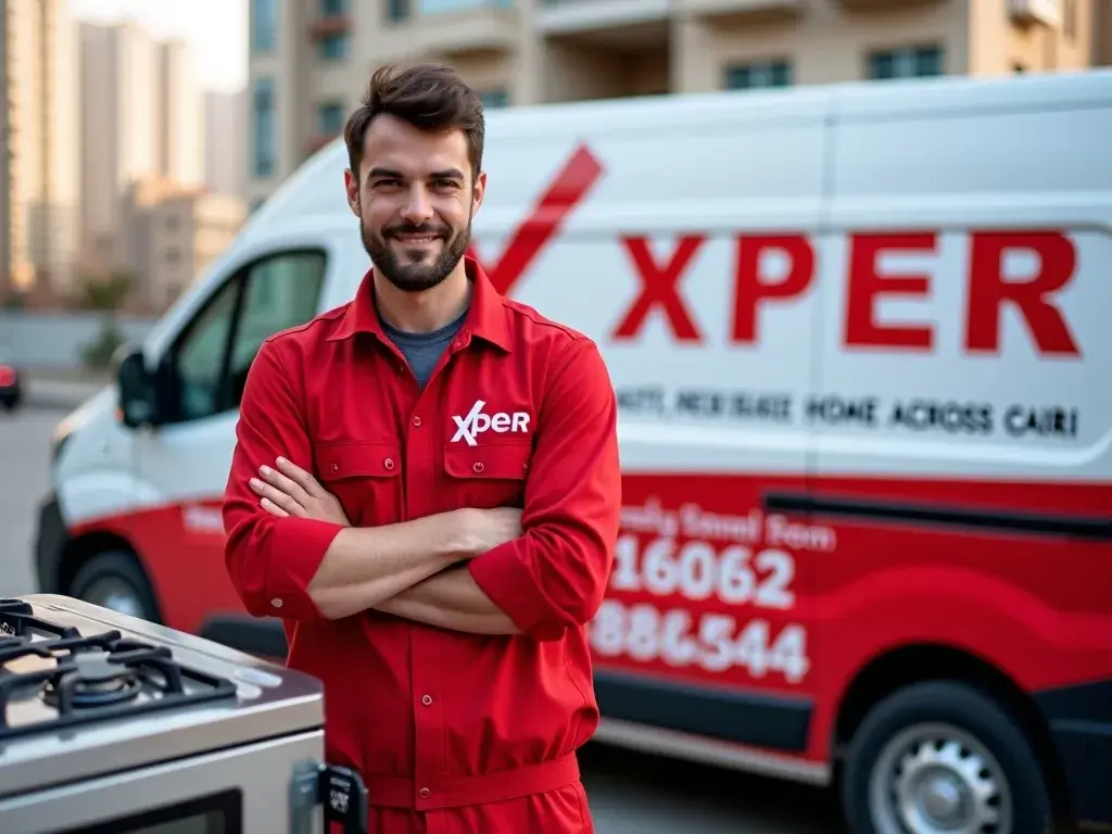 فني صيانة اكسبير يعمل على جهاز